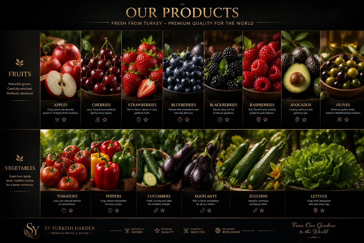 Premium fruit and vegetable product collection